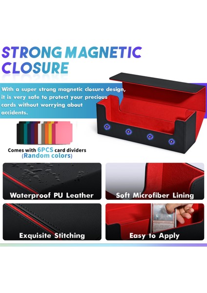 Ticaret Kartları Için Kart Saklama Kutusu, Pu Kart Destesi Kutusu, Manyetik Oyun Kartları Için Manyetik Kapatmalı Kart Tutucu Siyah+Kırmızı (Yurt Dışından) indirimleri