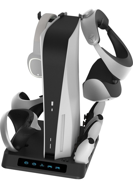 Soğutma Standı Şarj Istasyonu Dock Çok Fonksiyonlu Kask Denetleyici Depolama Rafı Ps5 / Ps Vr2 Konsolu Için Soğutma Fanı (Yurt Dışından)