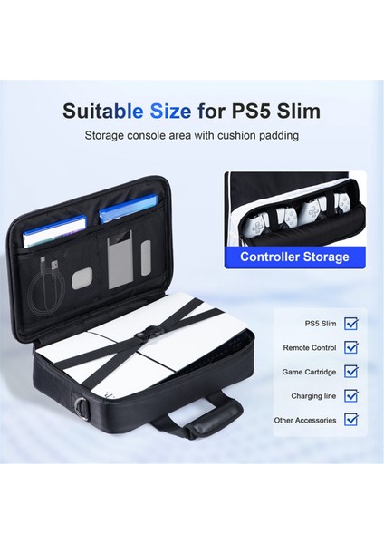 Ps5 Slim Için Taşıma Çantası, Ps5 Konsolu, Kontrol Cihazı, Kulaklık, Diğer Aksesuarlar Için Büyük Kapasiteli Seyahat Çantası Saklama Çantası (Yurt Dışından) fırsatları