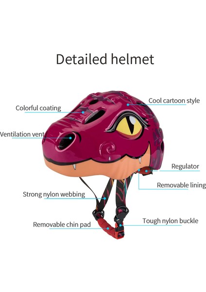 Çocuk Bisiklet Kaskı Tasarım Dinozor Desenli Güvenlik Bisiklet Mtb Bisiklet Ultralight Kask Yürümeye Başlayanlardan Ayarlanabilir Gül Kırmızı (Yurt Dışından) indirimleri