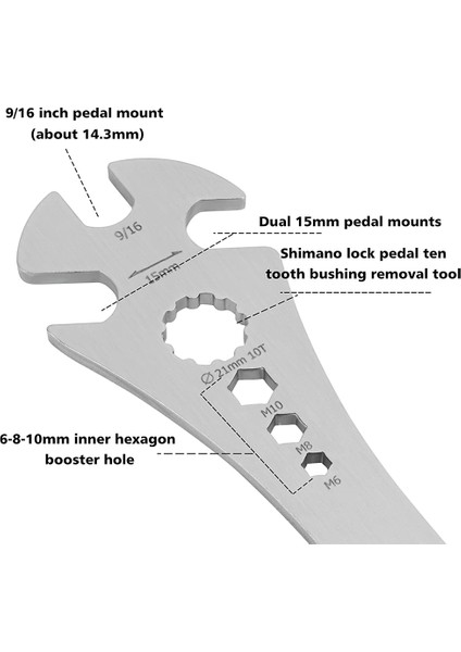 Bıkersay 2 Adet Bisiklet Pedal Anahtarı, Ekstra Uzun Saplı Bisiklet Pedal Çıkarma Anahtarı, 15MM, 9/16 Pedal Çıkarma Aleti (Yurt Dışından)