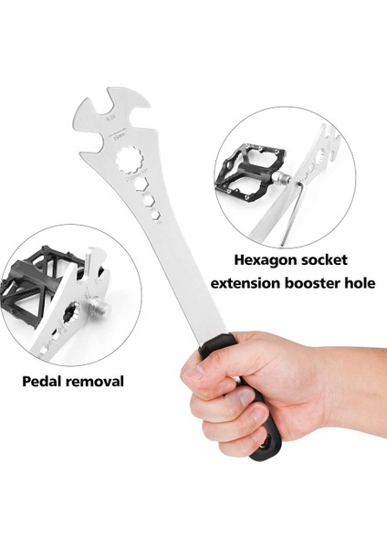 Bıkersay 2 Adet Bisiklet Pedal Anahtarı, Ekstra Uzun Saplı Bisiklet Pedal Çıkarma Anahtarı, 15MM, 9/16 Pedal Çıkarma Aleti (Yurt Dışından)