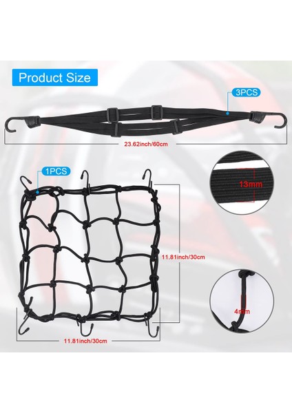 3 Adet Motosiklet Kask Halat Yüksek Geri Çekilebilir Siyah Bagaj Kask Örgü Elastik Halat Askısı Kargo Ağı ile (Yurt Dışından) fiyatları