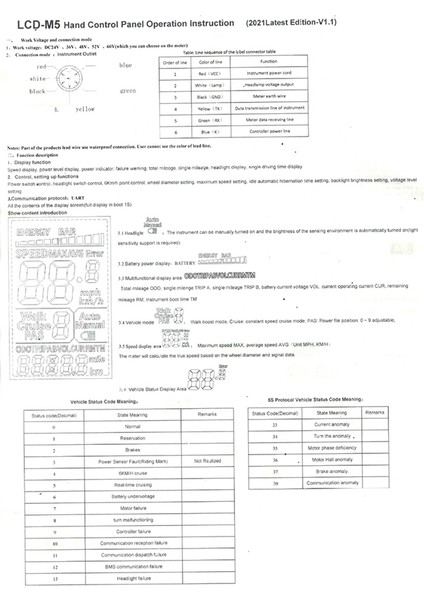 36-60V Plastik Elektrik LCD M5 Ekran Metre Ekranı Akıllı Kt Bisiklet Modifikasyon Motor Bisiklet Parçaları (Yurt Dışından)