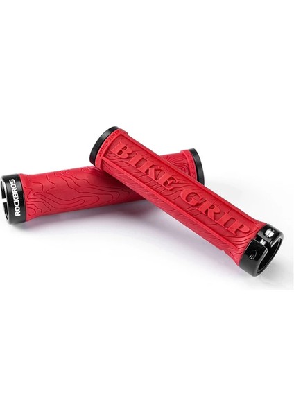 Rockbros Tpr Kauçuk Bisiklet Gidonu Tutacakları Mtb Yumuşak 3D Kaymaz Kilitli Gidon Bisiklet Aksesuarları (Kırmızı) (Yurt Dışından)