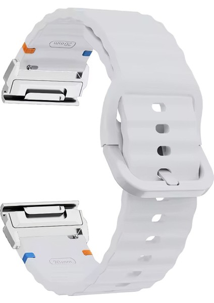 Garmin Fenix 8 51MM / Enduro 3 / Enduro 2 Hızlı Bırakma Dalgalı Doku Silikon Kayış Gümüş Konnektörlü (Yurt Dışından)