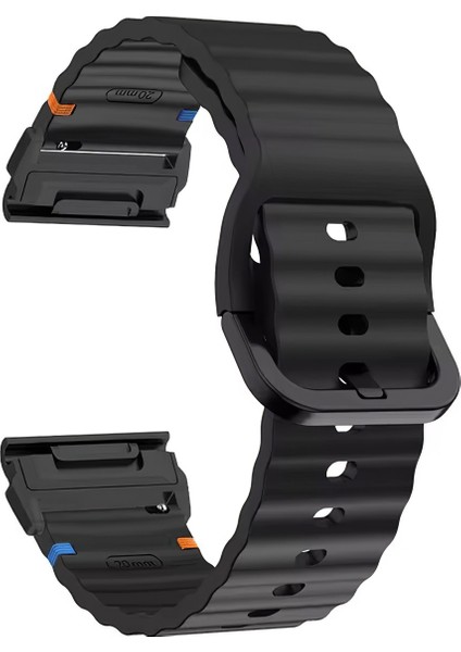 Garmin Fenix 8 51MM/ENDURO 3/enduro 2 Siyah Konnektörlü Hızlı Bırakma Dalgalı Doku Silikon Kayış (Yurt Dışından)