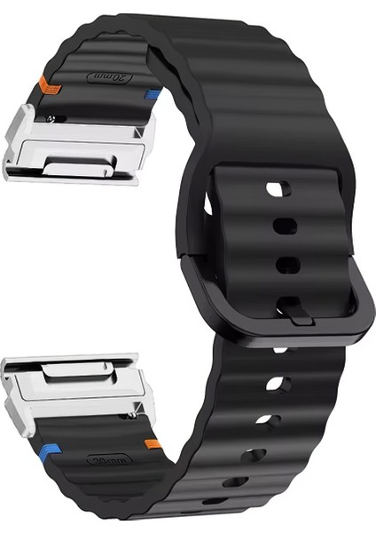 Garmin Fenix 8 51MM / Enduro 3 / Enduro 2 Hızlı Bırakma Dalgalı Doku Silikon Kayış Gümüş Konnektörlü (Yurt Dışından)