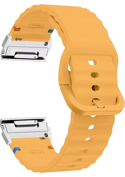Garmin Fenix 8 51MM / Enduro 3 / Enduro 2 Hızlı Bırakma Dalgalı Doku Silikon Kayış Gümüş Konnektörlü (Yurt Dışından)