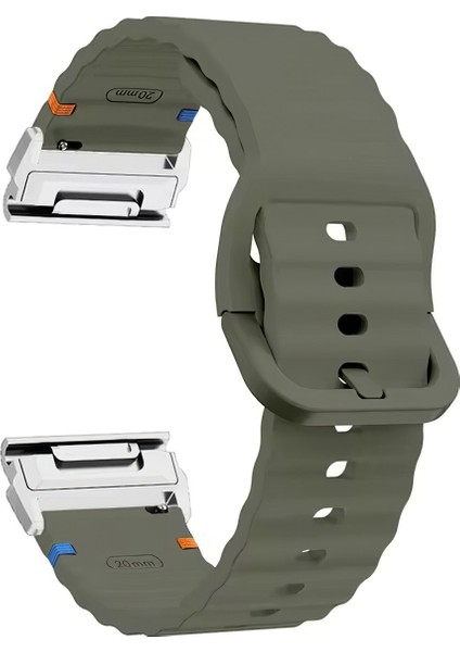 Garmin Fenix 8 51MM / Enduro 3 / Enduro 2 Hızlı Bırakma Dalgalı Doku Silikon Kayış Gümüş Konnektörlü (Yurt Dışından)
