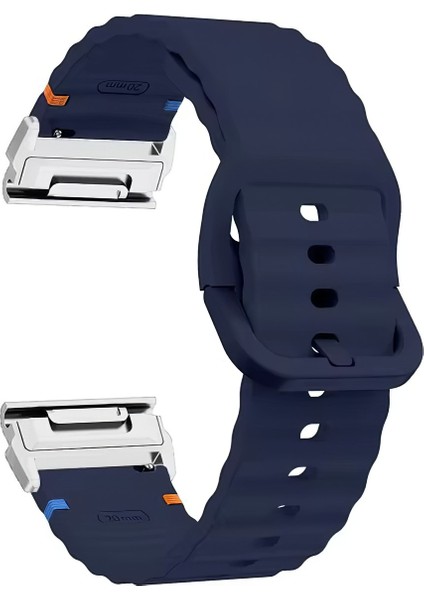 Garmin Fenix 8 51MM / Enduro 3 / Enduro 2 Hızlı Bırakma Dalgalı Doku Silikon Kayış Gümüş Konnektörlü (Yurt Dışından)