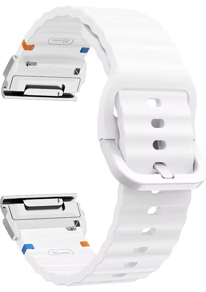 Garmin Fenix 8 51MM / Enduro 3 / Enduro 2 Hızlı Bırakma Dalgalı Doku Silikon Kayış Gümüş Konnektörlü (Yurt Dışından)