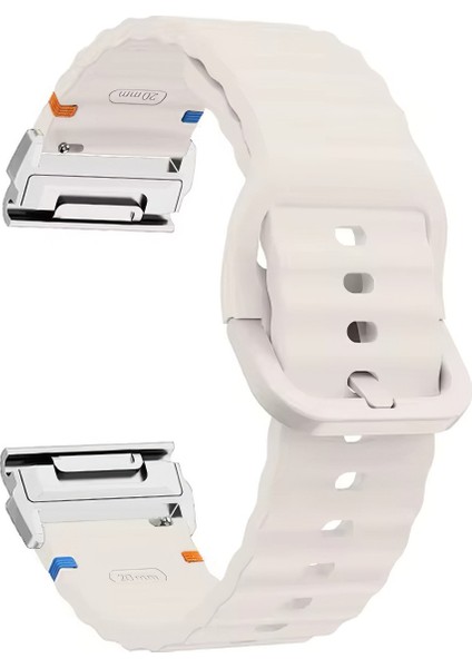 Garmin Fenix 8 51MM / Enduro 3 / Enduro 2 Hızlı Bırakma Dalgalı Doku Silikon Kayış Gümüş Konnektörlü (Yurt Dışından)
