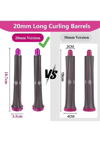 Dyson Airwrap Styler Saç Kurutma Makinesi Için 20 mm Uzun Bukle Aparatı, Adaptör Aksesuarlarıyla Bukle Saç Aleti Seti (Yurt Dışından) modelleri