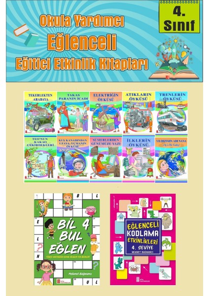 4.sınıflar Için Okumayı Sevdiren 10 Lu Hikaye Seti -Bil Bul Eğlen-Kodlama 2 (Okulda Evde Tatilde)