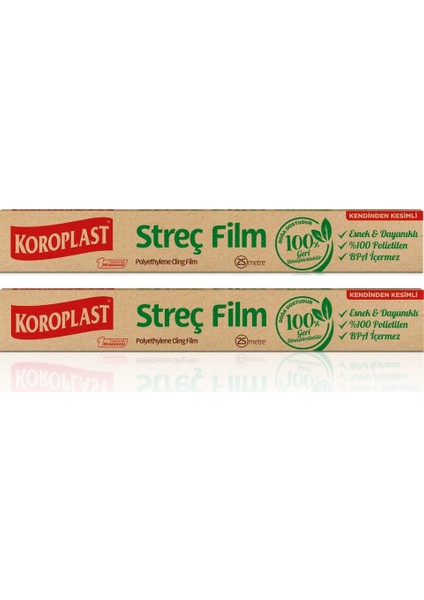 Doğal Streç Film 25 mt x 2 Paket