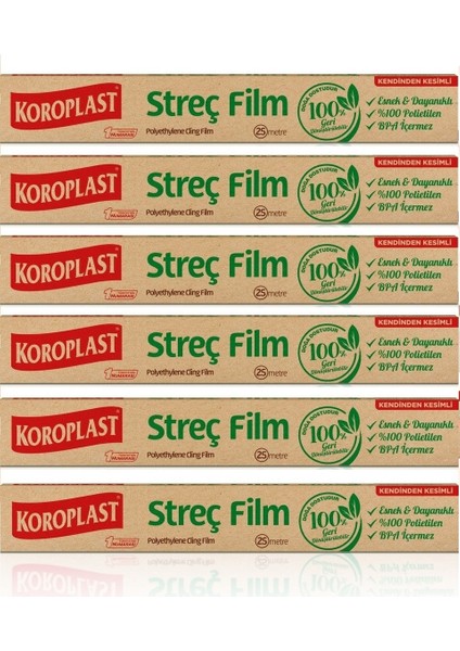Doğal Streç Film 25 mt x 6 Paket
