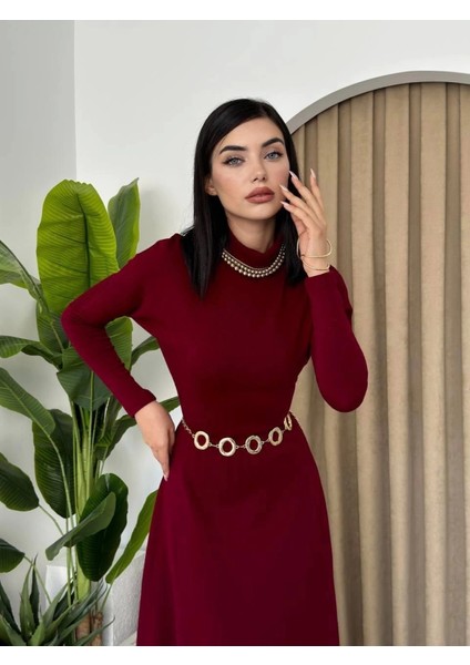 Dina Boğazlı Midi Elbise