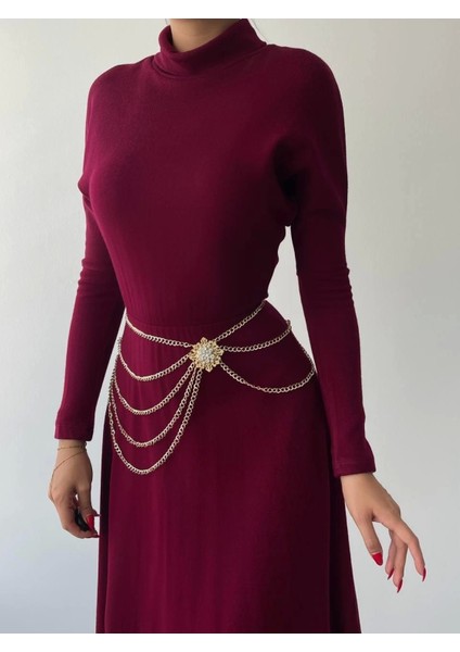 Dina Boğazlı Midi Elbise