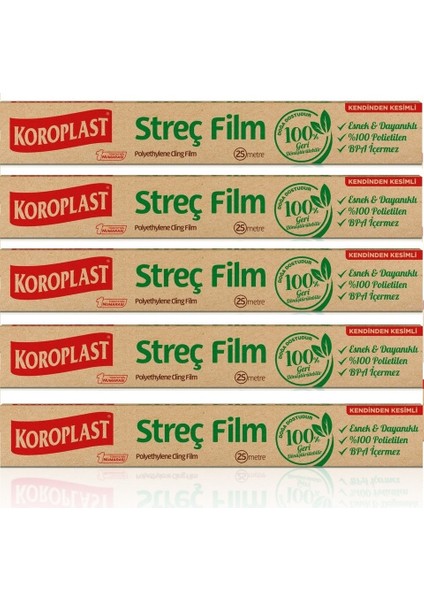 Doğal Streç Film 25 mt x 5 Paket