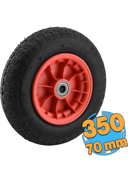 Plastik Jantlı Yük Taşıma Tekeri El Arabası Bilyeli Rulmanlı Havalı Şambrelli 350X70 mm Tekerlek