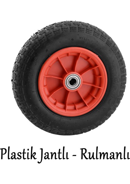Plastik Jantlı Yük Taşıma Tekeri El Arabası Bilyeli Rulmanlı Havalı Şambrelli 350X70 mm Tekerlek
