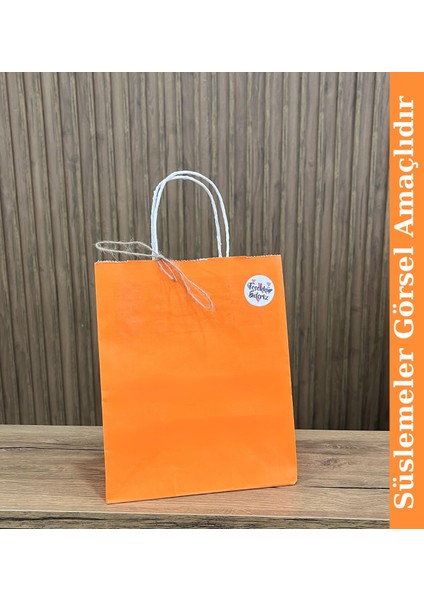 Burgu Saplı Turuncu Kağıt Çanta 18X24X8CM fiyatları