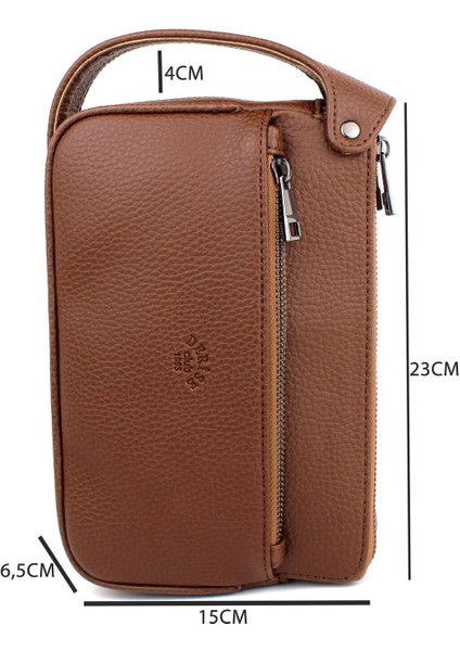 Şık Erkek Çok Bölmeli Deri Günlük Seyahat Portföyü, Taba, Orta Boy fırsatları