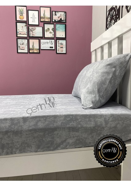 Kumaş Lastikli Çarşaf Seti Tek Kişilik 3 Ebat Gölge Soft Gri 120 x 200