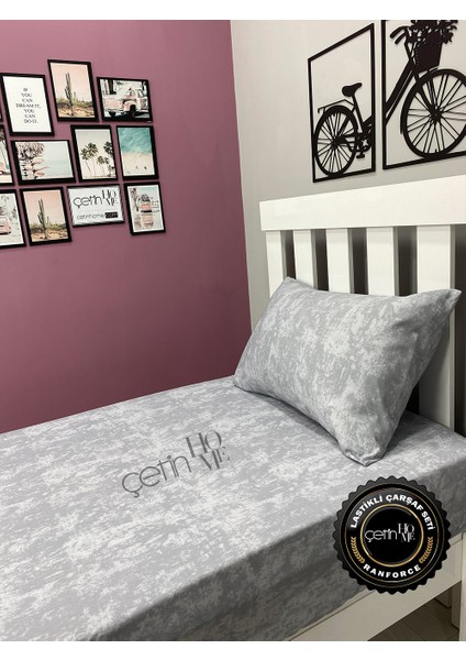 Kumaş Lastikli Çarşaf Seti Tek Kişilik 3 Ebat Gölge Soft Gri 120 x 200