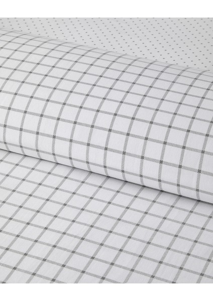 Simple Checks Kolay Ütülenir Tek Kişilik Nevresim Takımı 160 x 220 cm Gri