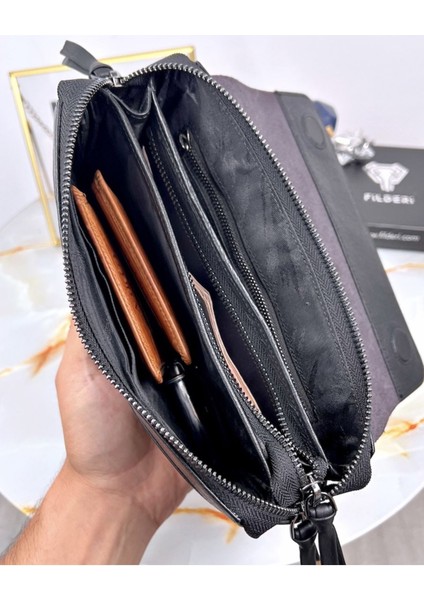 Şık ve kullanışlı erkek el çantası, orta boy, hakiki deri, siyah renk indirimleri