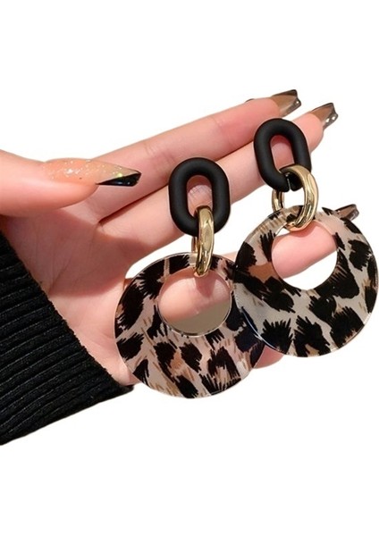 Leopar Desenli Abartılı Deyimli Küpe (Yurt Dışından)