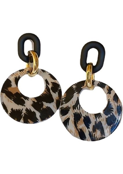 Leopar Desenli Abartılı Deyimli Küpe (Yurt Dışından)