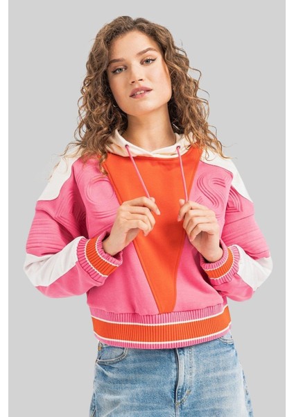 Kapüşonlu Kadın Sweatshirt Pembe