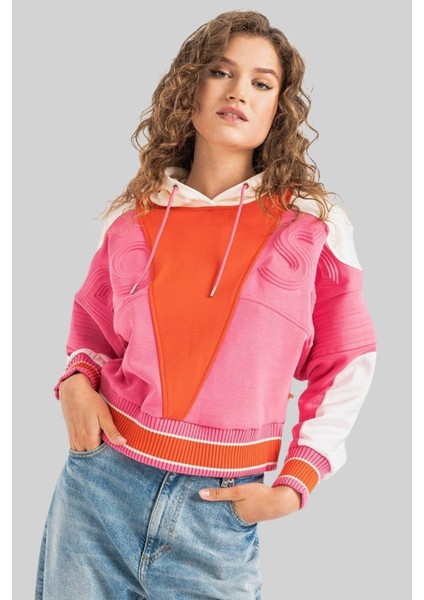 Kapüşonlu Kadın Sweatshirt Pembe