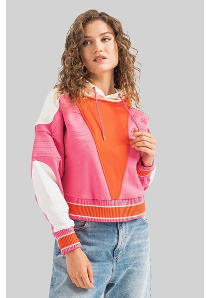 Kapüşonlu Kadın Sweatshirt Pembe