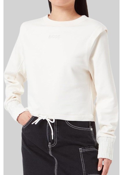Pamuklu Kadın Sweatshirt Beyaz