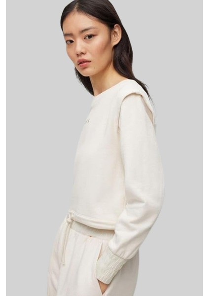 Pamuklu Kadın Sweatshirt Beyaz