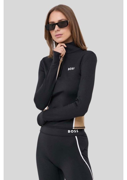 Fermuarlı Kadın Sweatshirt Siyah