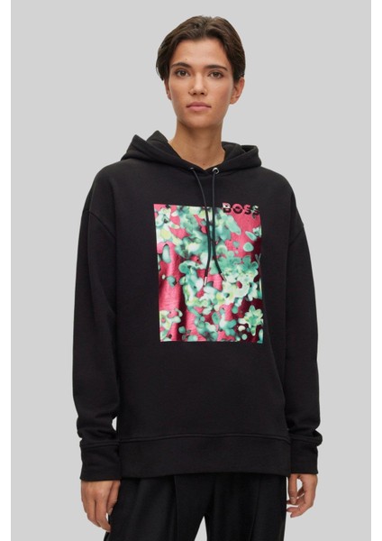 Kapüşonlu Regular Fit Kadın Sweatshirt Siyah