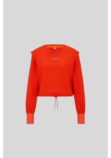 Pamuklu Kadın Sweatshirt Turuncu