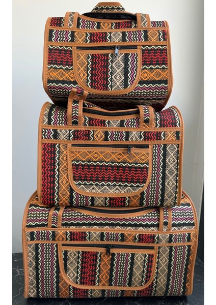 3’lü Piknik ve Deniz Çanta Seti, Kahverengi, Şık ve Hafif Tasarım, Orta Boy