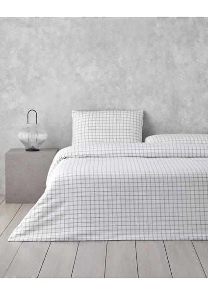 Simple Checks Kolay Ütülenir Çift Kişilik Nevresim Takımı 200 x 220 cm Seledon