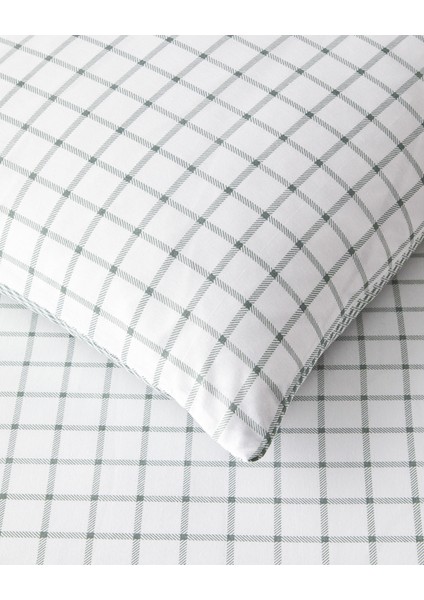 Simple Checks Kolay Ütülenir Çift Kişilik Nevresim Takımı 200 x 220 cm Seledon indirimleri