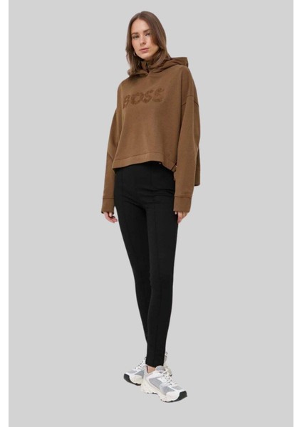 Kapüşonlu Kadın Sweatshirt Kahverengi