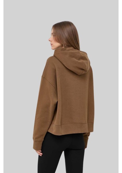 Kapüşonlu Kadın Sweatshirt Kahverengi