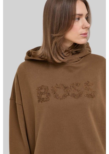 Kapüşonlu Kadın Sweatshirt Kahverengi