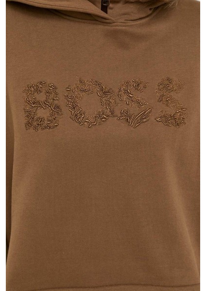Kapüşonlu Kadın Sweatshirt Kahverengi