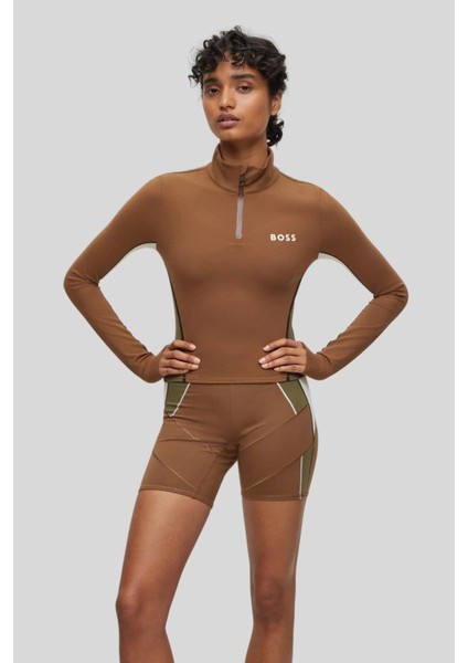 Fermuarlı Kadın Sweatshirt Kahverengi